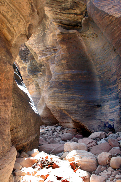The mini-slot canyon loops north west along the highway for about a quarter mile. 