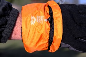 Mt. Hardwear Hydra interior. Click to enlarge. Interior of glove gauntlets is bright orange. You can't miss 'em.