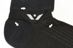Swiftwick Sustain One Cushioning- photo copywright FreshAirJunkie.com The Sustain one features a Y-heel contour for a perfect fit, a wide compression top cuff that keeps out dirt and a channelled upper that allows for excellent airflow and moisture managment. a