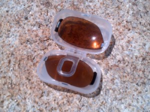 These rose-amber lenses came in their own carrying case that protects them from being scratched or damaged. 