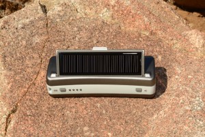 The solar panel pops out and provides one minute of talk time for every 10 minutes of solar charging. 